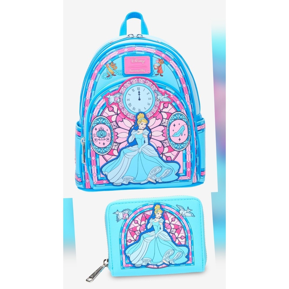 Loungefly Disney Princess Cinderella Stained Glass Portrait Backpack & WALLET!